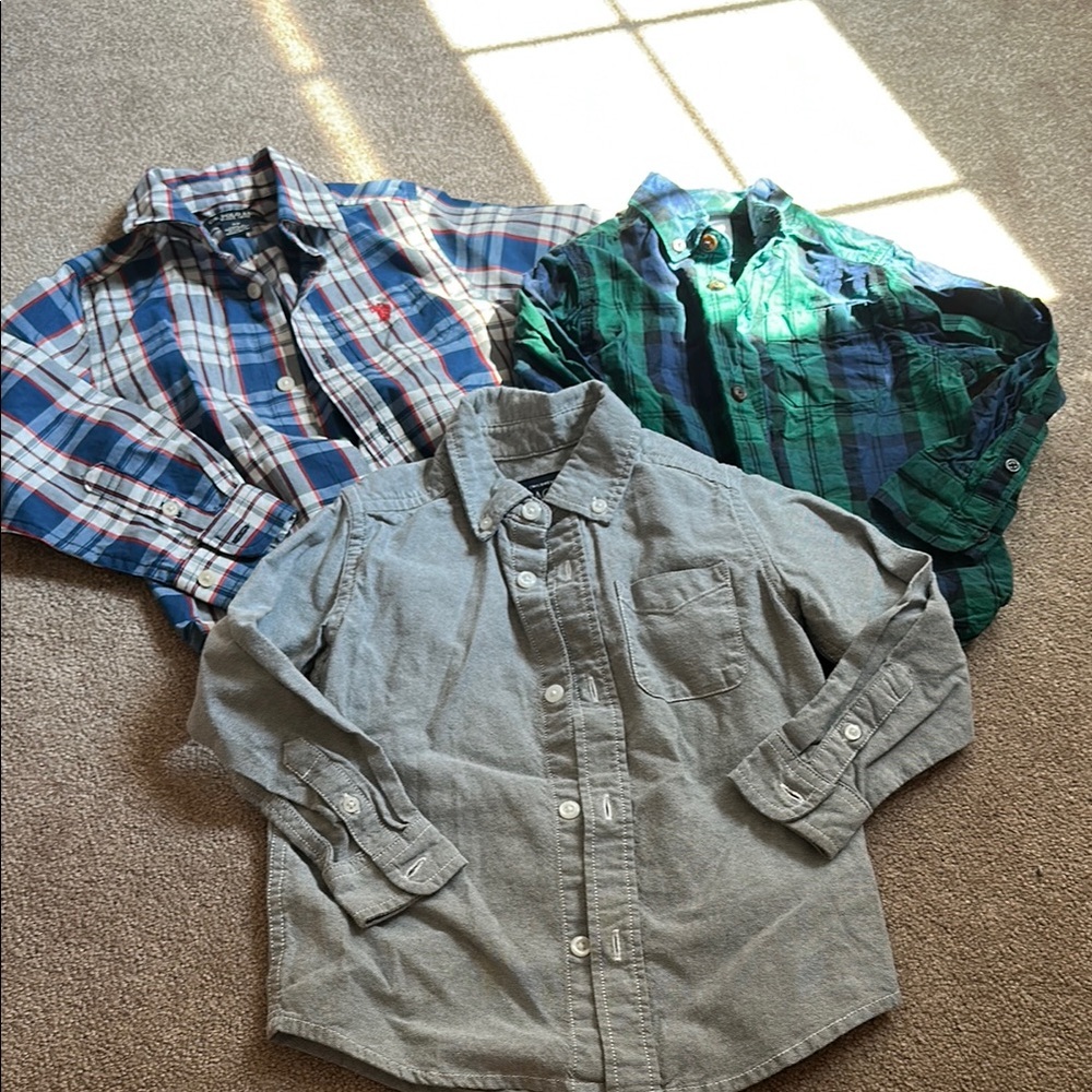 Kids Plaid and Solid Shirt Set